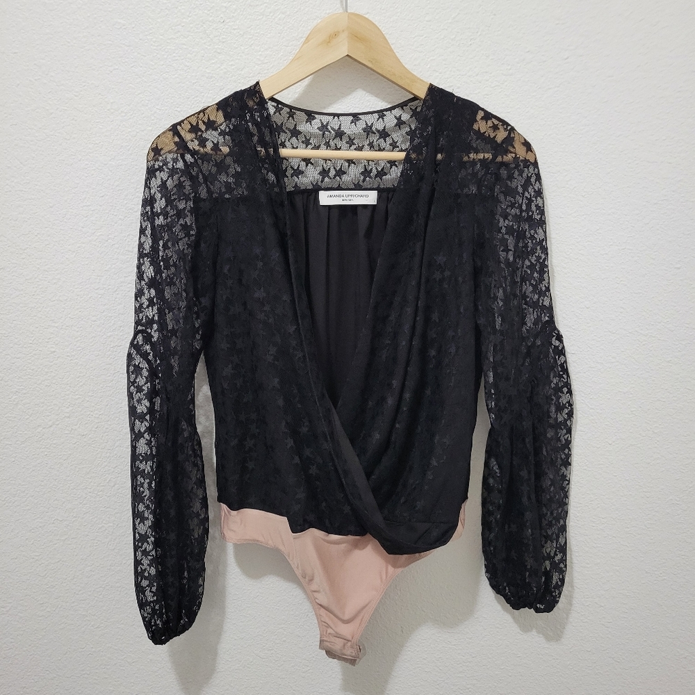AMANDA UPRICHARD Long Sleeve Mesh Bodysuit Top NWOT - Picture 2 of 8